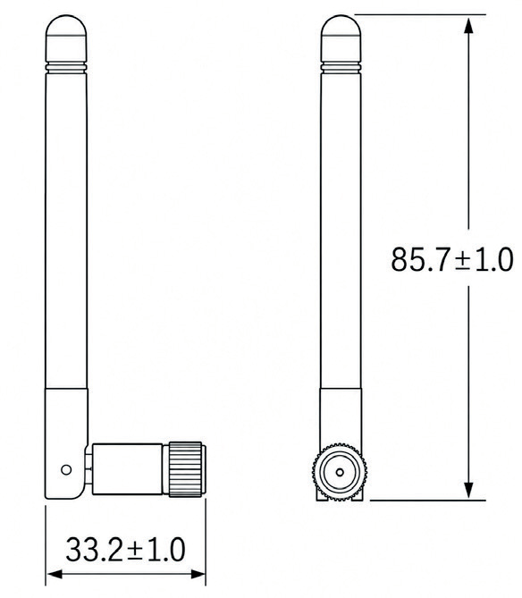 TMAW00BS5065 — 2.4 GHz Whip Antenna